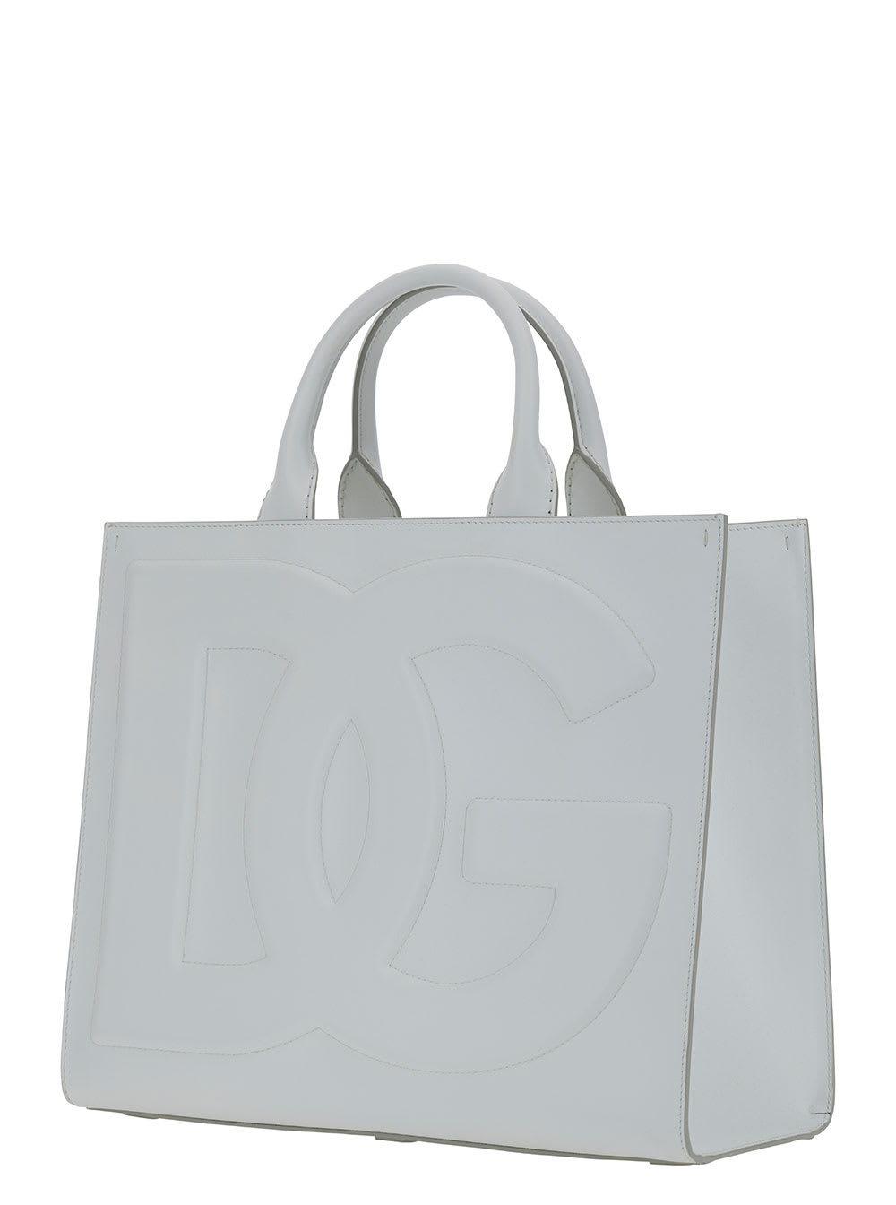 Shop Dolce & Gabbana White Handbag With Tonal Dg Detail In Smooth Leather Woman