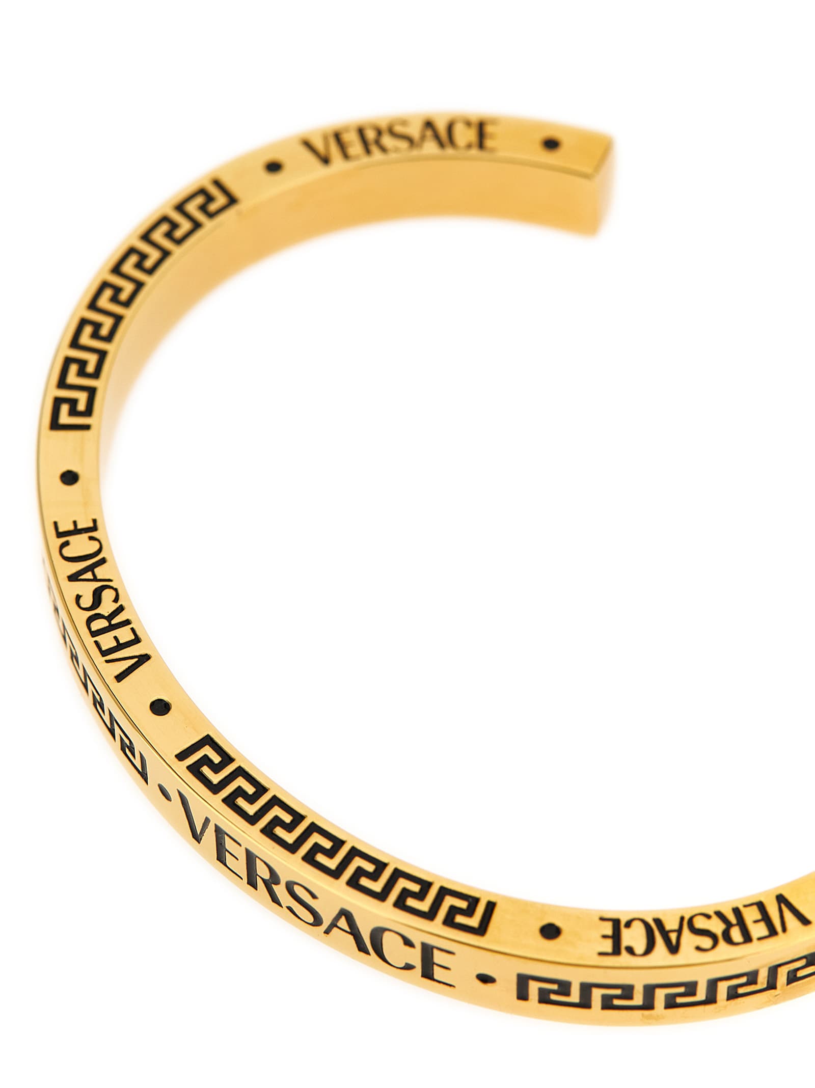 Versace Greek Key Pattern Open Cuff Bracelet In Gold