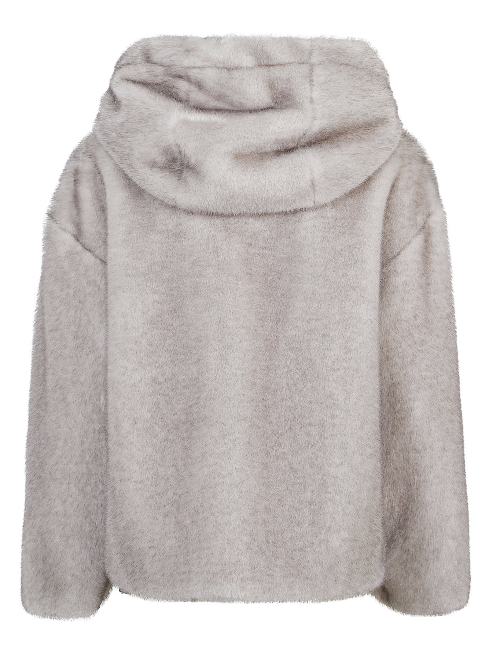 Herno Soft Faux Fur Bomber In Gray