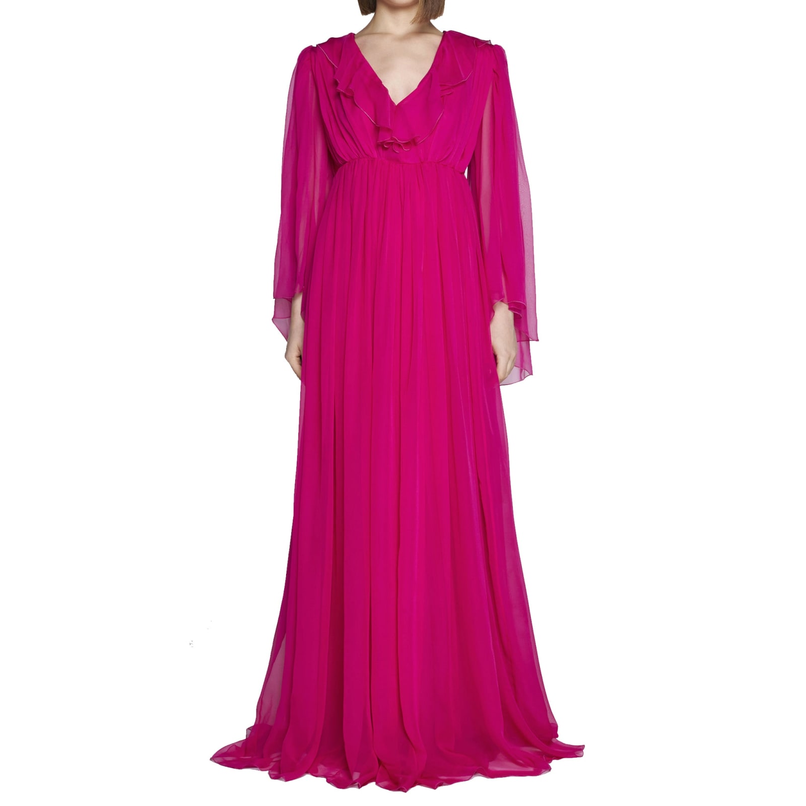 Gucci Silk Midi Dress In Pink