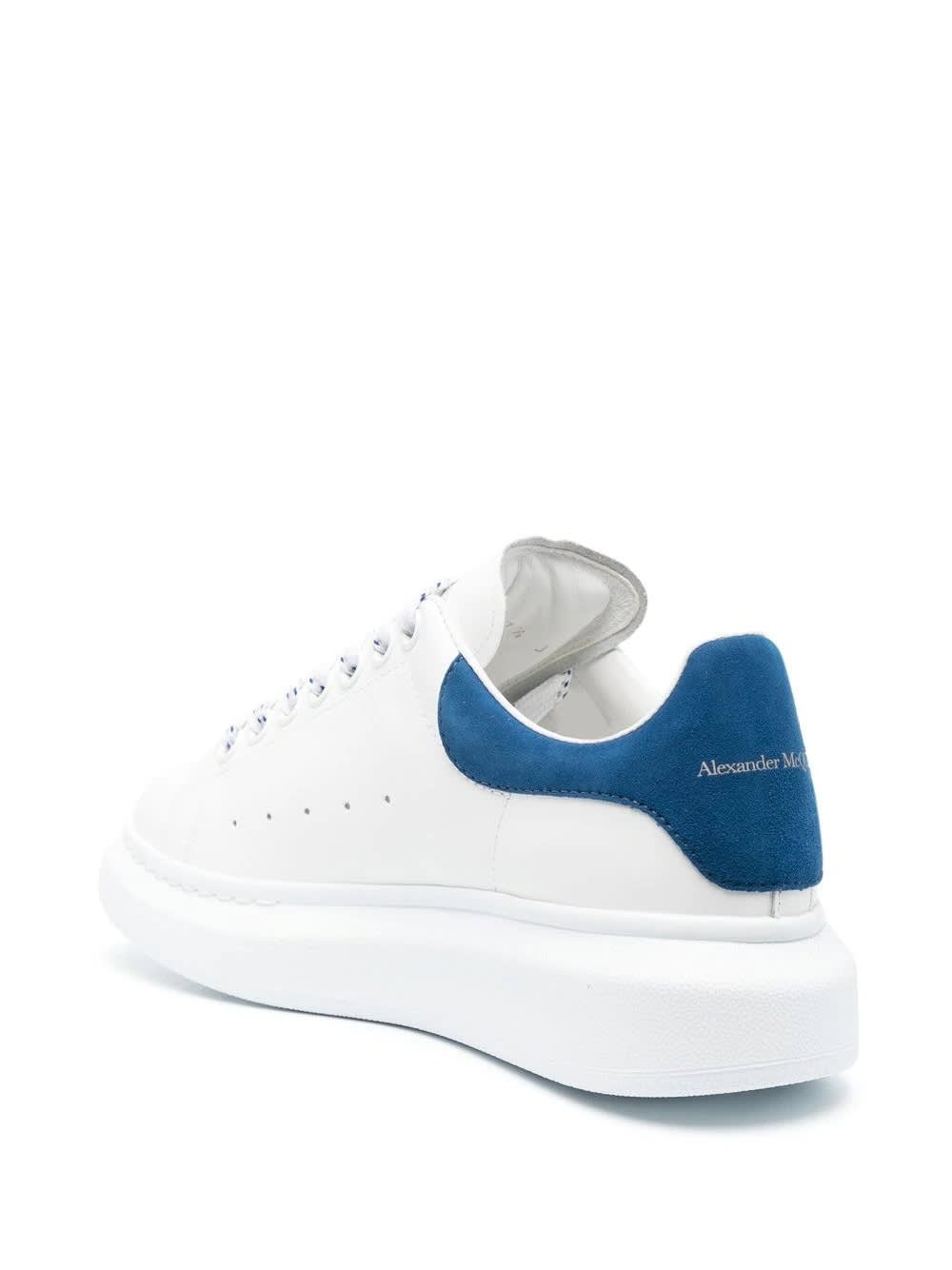 Shop Alexander Mcqueen White Oversized Sneakers With Paris Blue Suede Spoiler