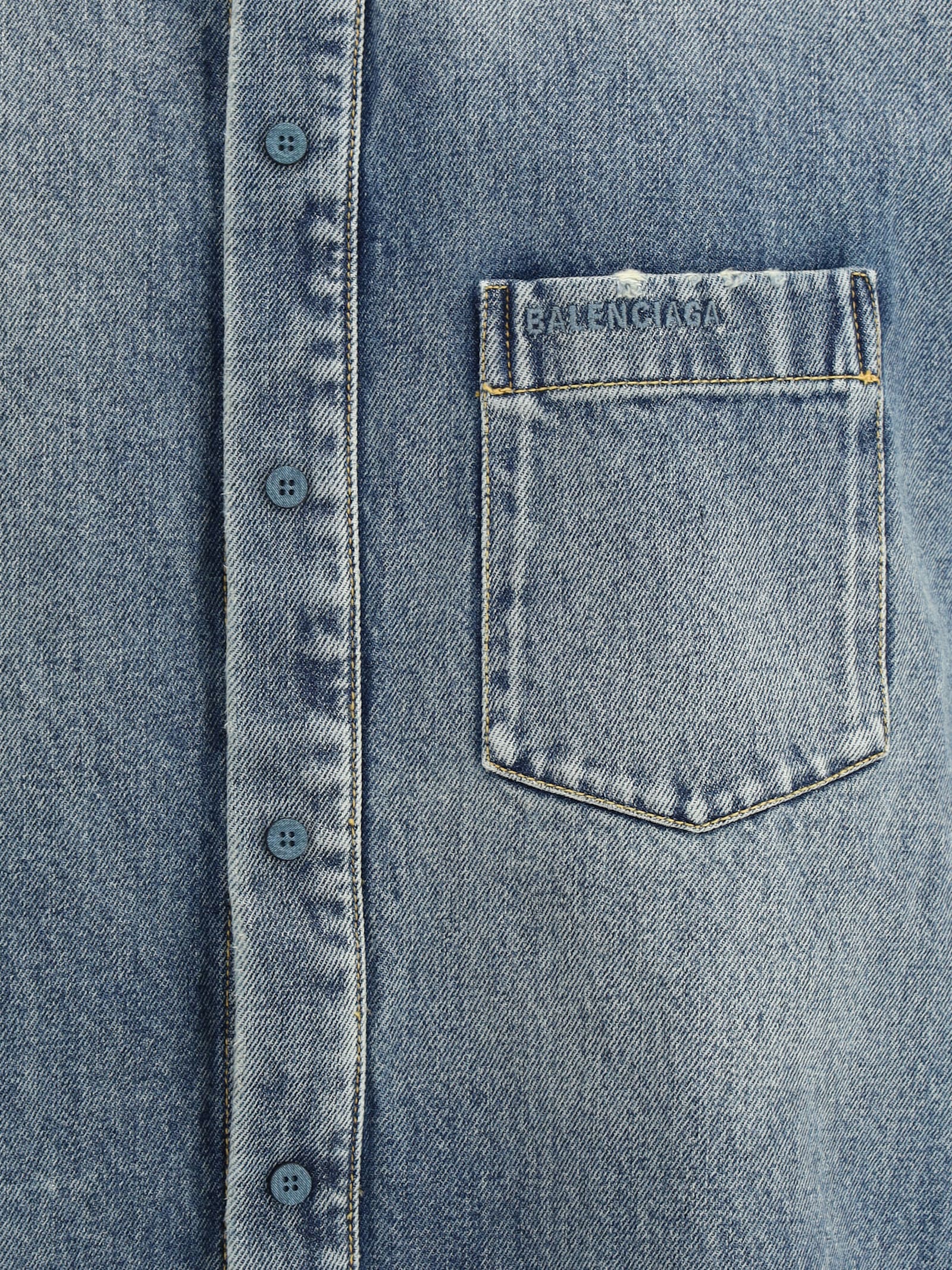 Balenciaga Logo-embroidered Denim Jacket In Blue