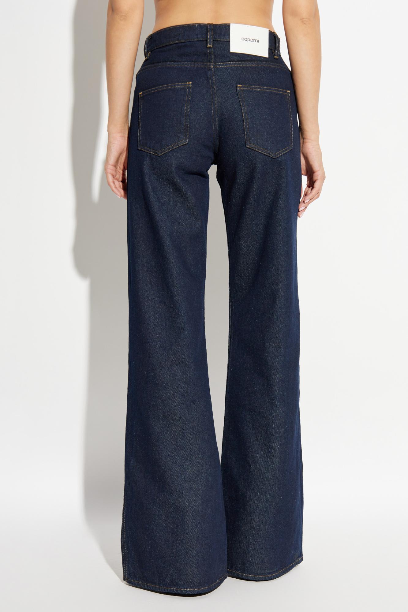 Shop Coperni Logo Jeans In Blu Blue Raw