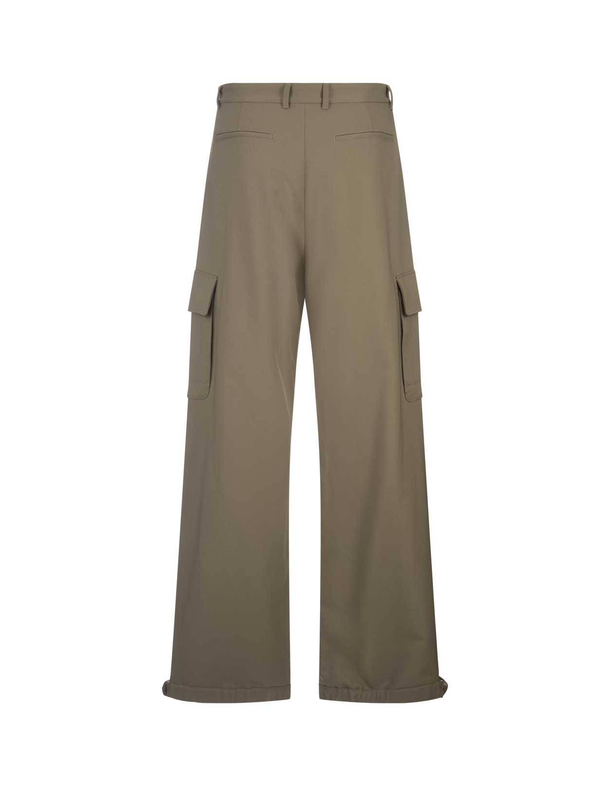 Shop Off-white Wide-leg Cargo Trousers In Dark Beige In Green