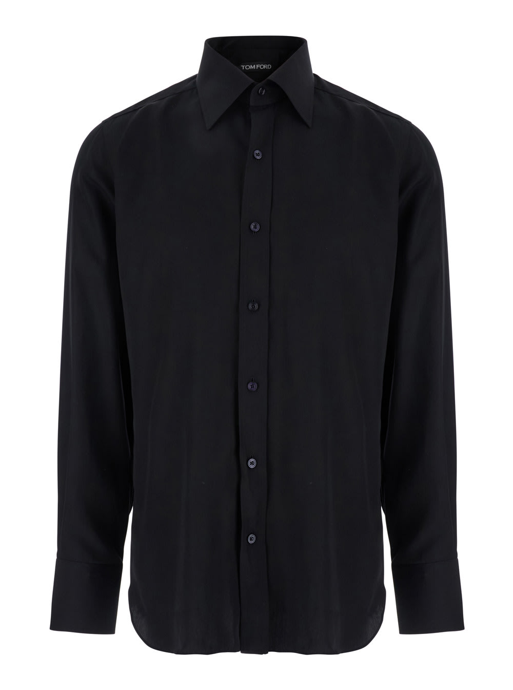 Black Shirt With Classic Collar In Tech Fabric Man