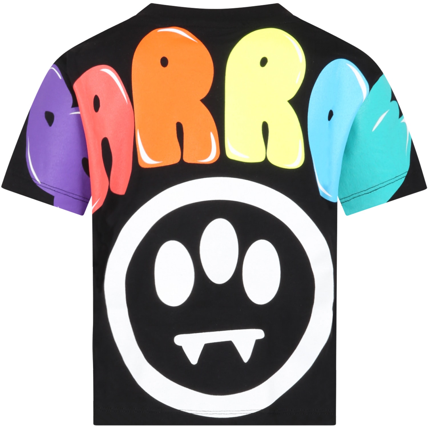 Barrow Black T-shirt For Kids With Smiley And Logo