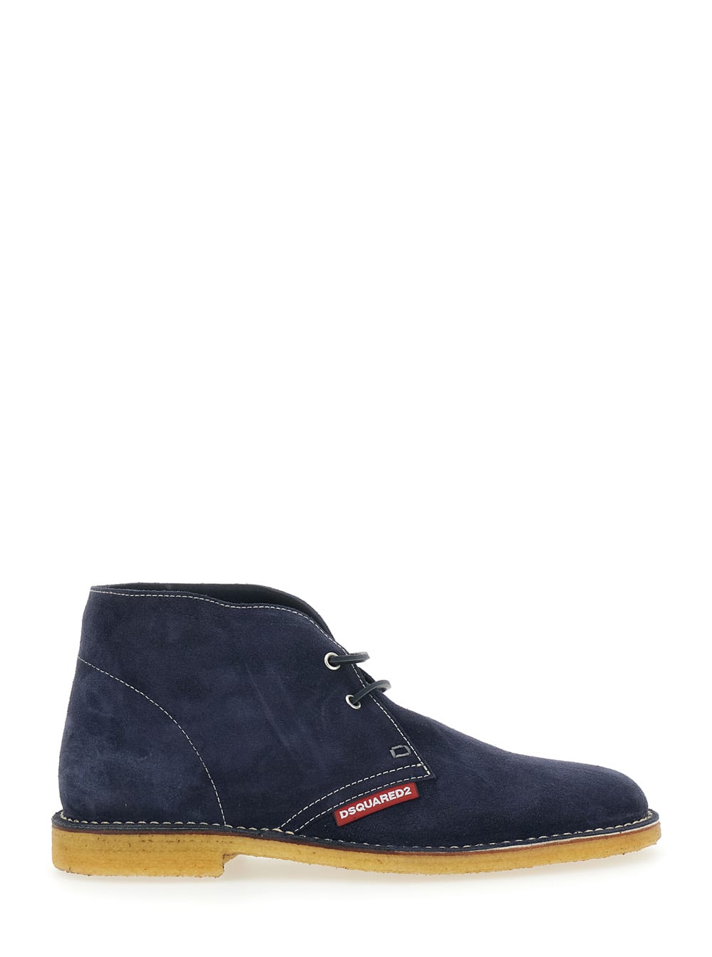 Dsquared2 Blue Oxford Shoes With Logo Patch On The Side And Contrasting Stitching In Suede Man Dsquared2 Blue Oxford Shoes With Logo Patch On The Side And Contrasting Stitching In Suede Man