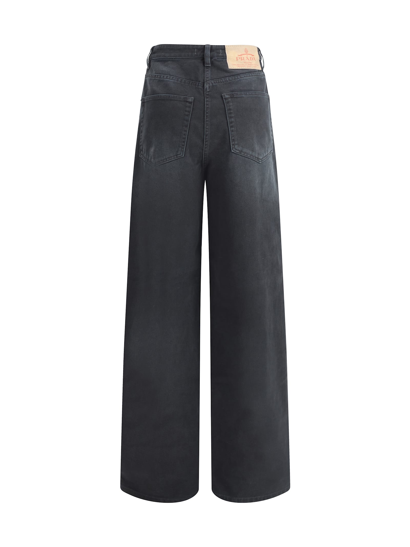 Prada Loose Fit Cotton Jeans With Belt Loops In Black