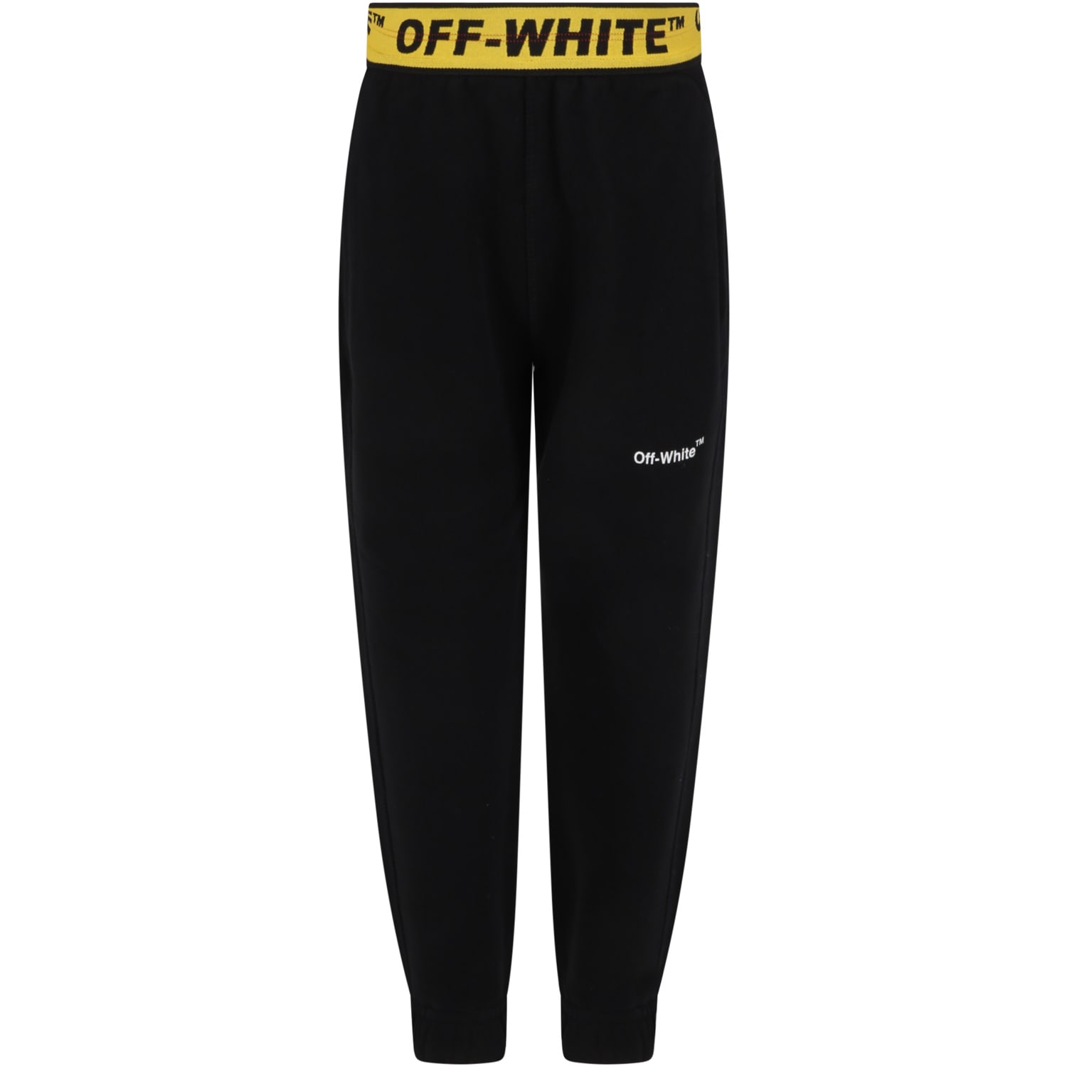 Off-White Black Sweatpants For Kids With White Logo