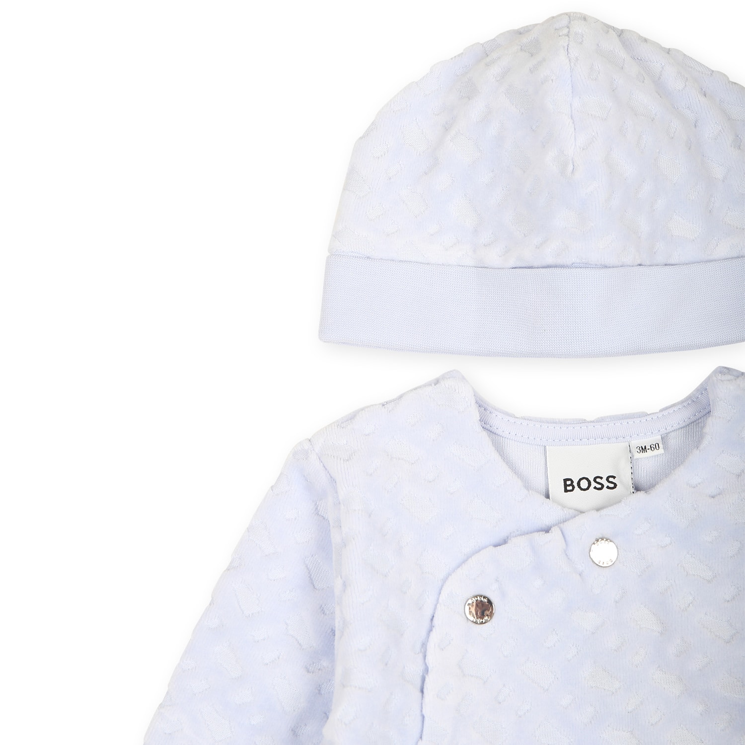 Hugo Boss Light Blue Babygrow Set For Baby Boy With Monogram In Light Blue