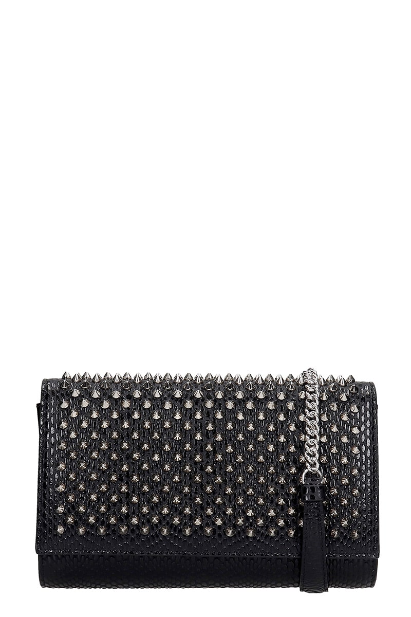 Christian Louboutin Paloma Clutch Shoulder Bag In Black Leather