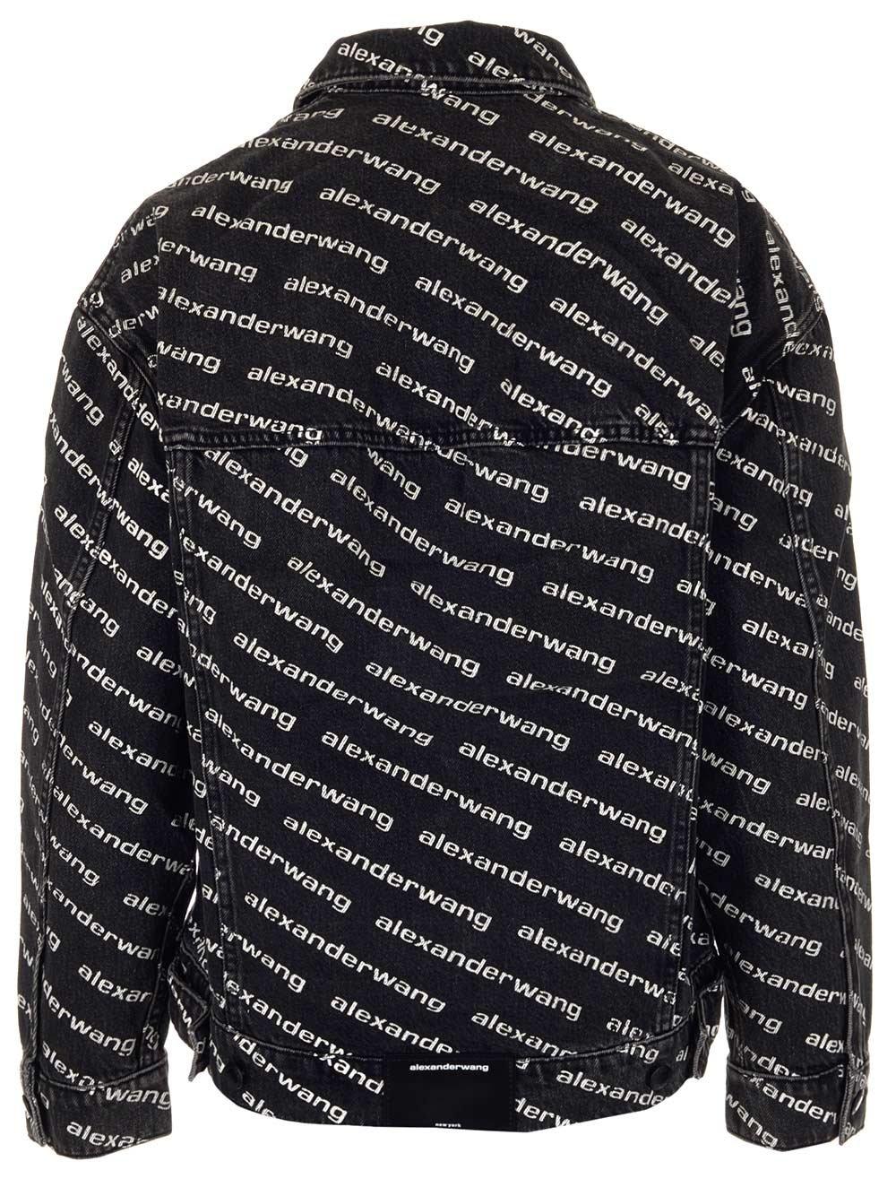 Shop Alexander Wang All-over Logo Printed Jacket In Grey