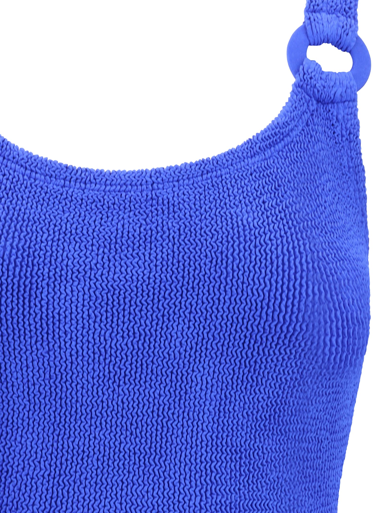 Hunza G Cut-out Sculpting Swimsuit Textured Fabric In Blue