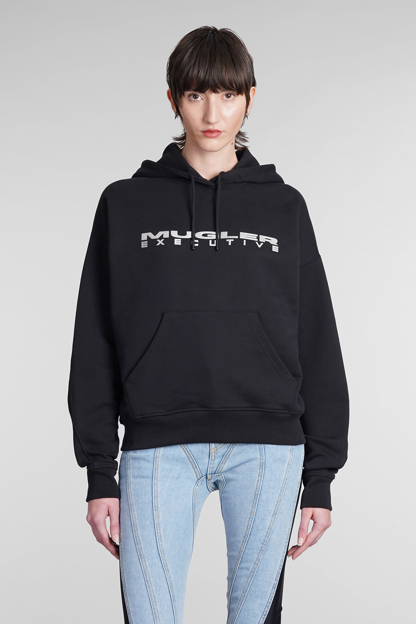 Shop Mugler Sweatshirt In Black Cotton