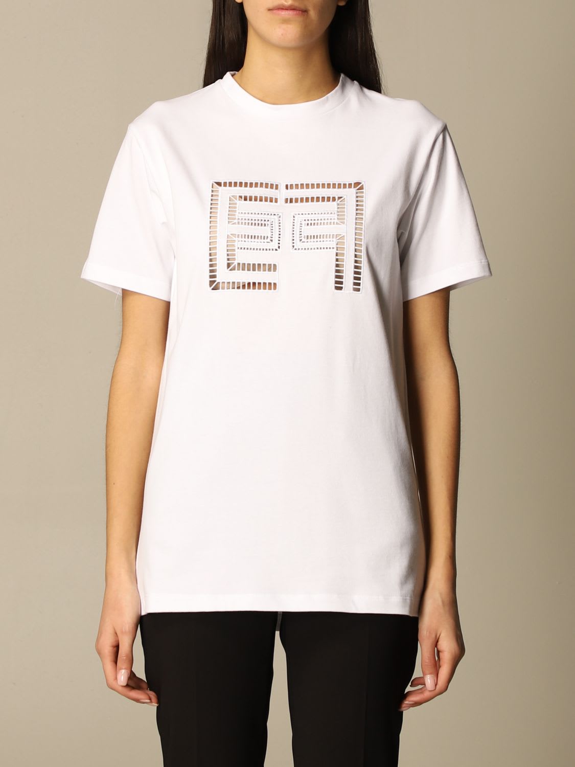 Elisabetta Franchi T-shirt Elisabetta Franchi Cotton T-shirt With Perforated Logo