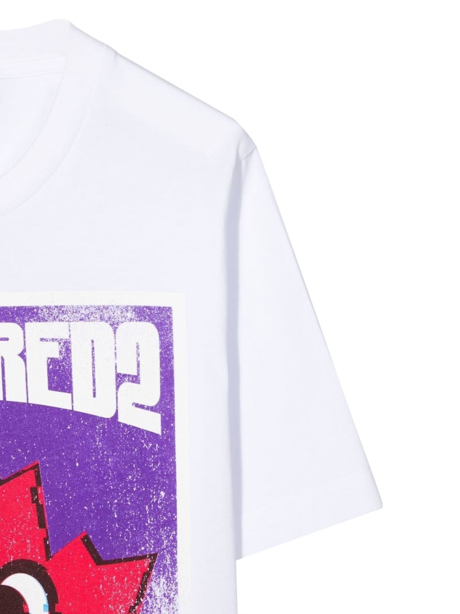Dsquared2 Front Logo And Leaf Print T-shirt In White