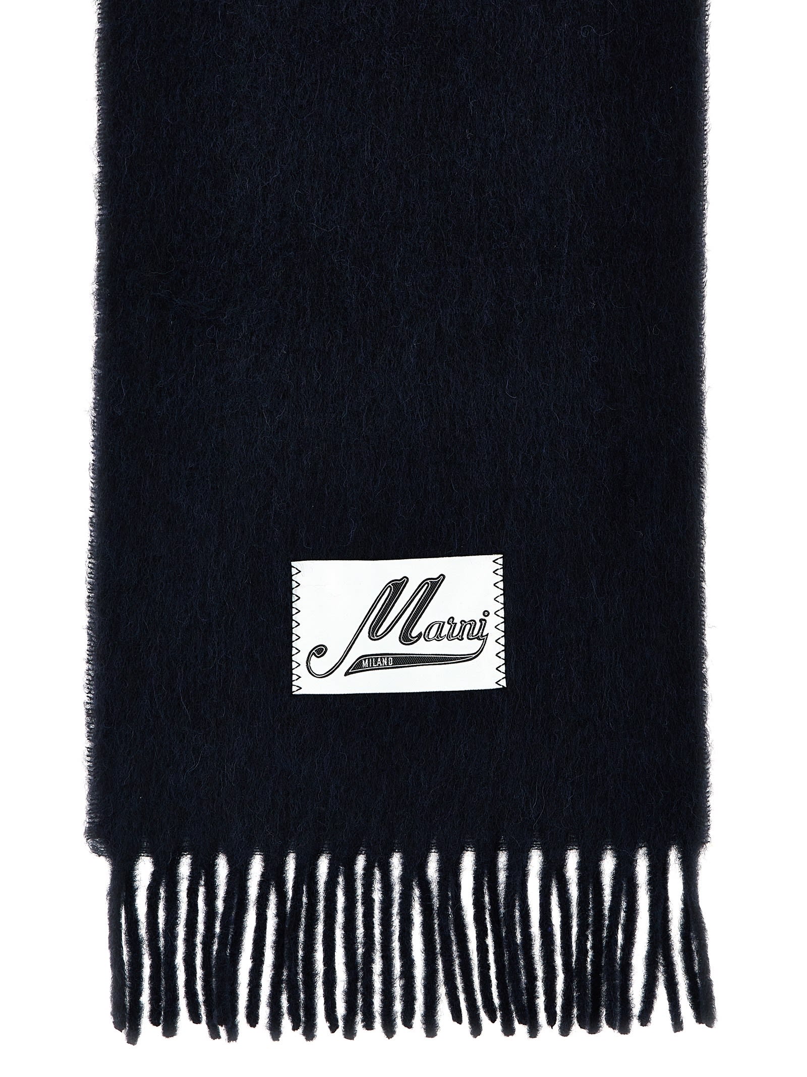 Shop Marni Logo Patch Scarf In Blue