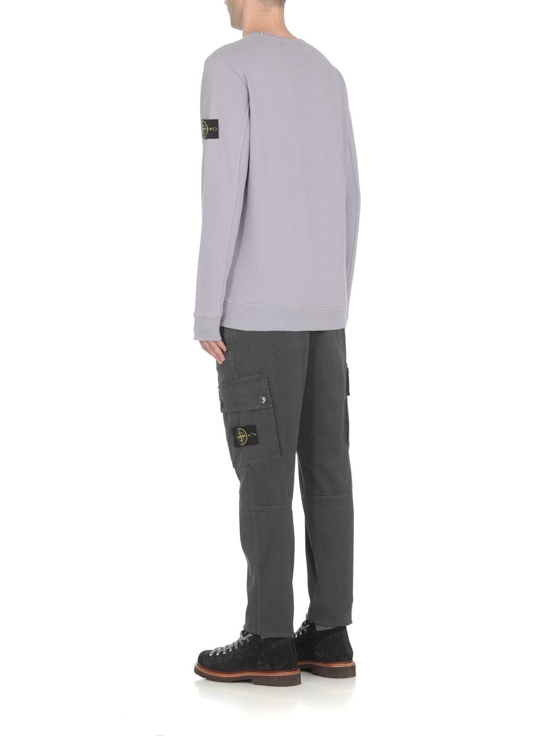 Shop Stone Island Cotton Trousers In Grey