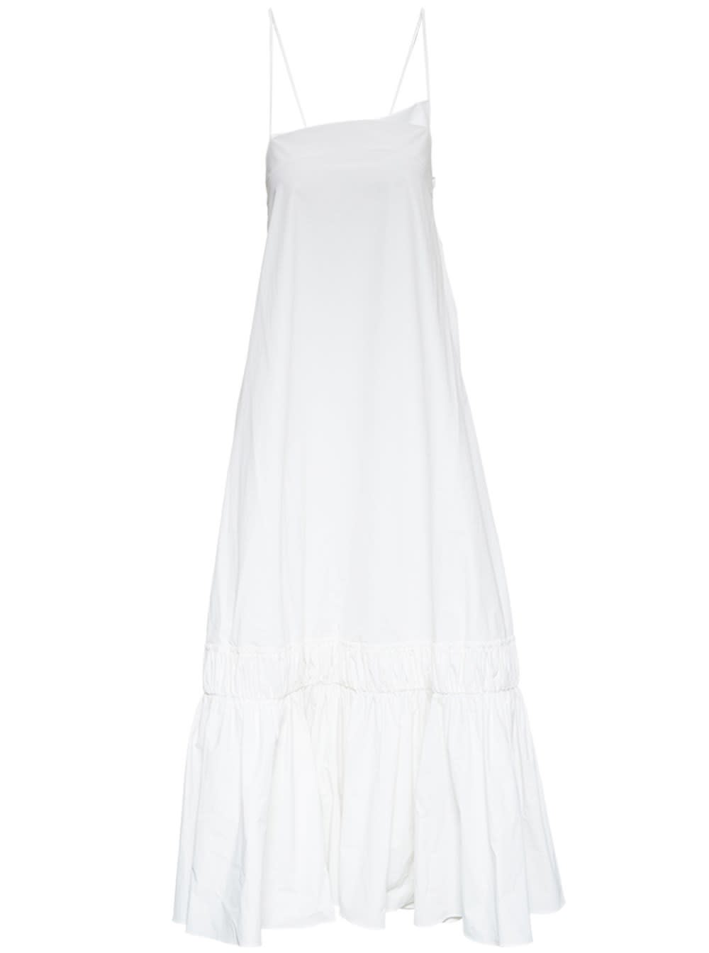 Jil Sander Long Dress In White Cotton
