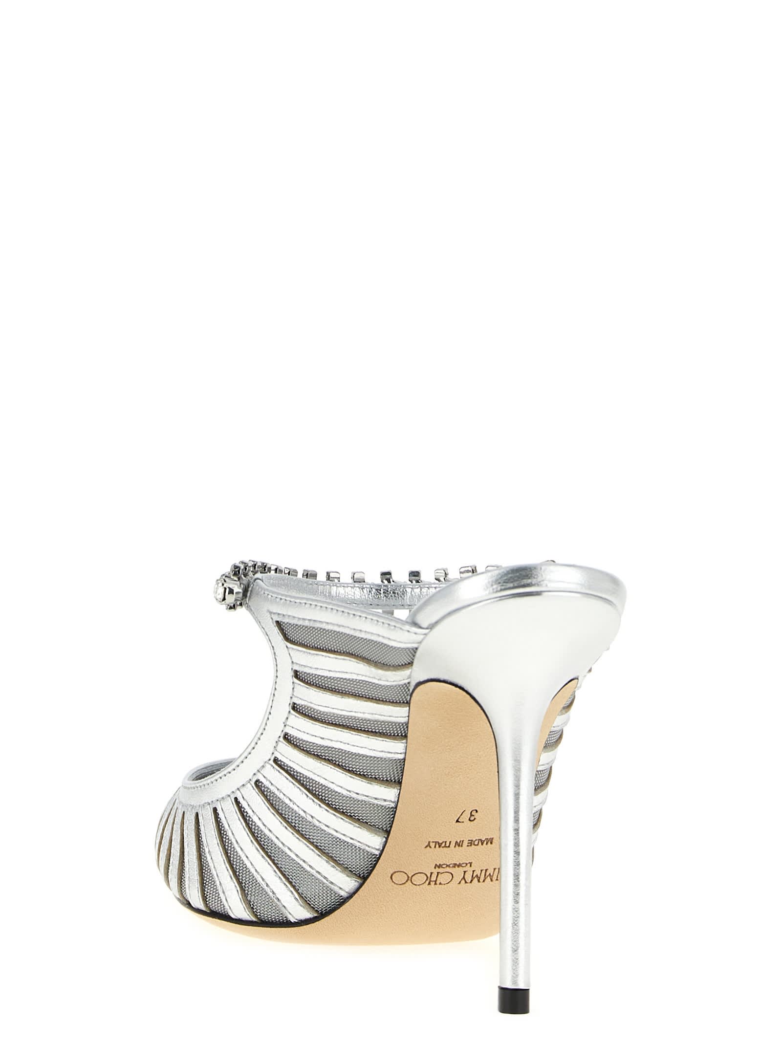 Jimmy Choo 100mm Bing Crystal-embellished Mules In Silver