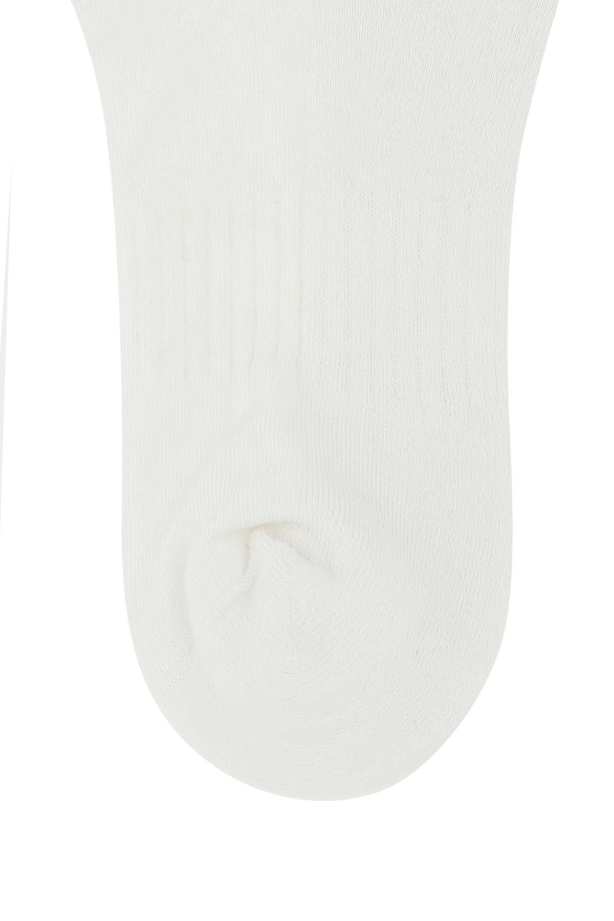 Shop Burberry White Stretch Polyester Blend Socks In A1464