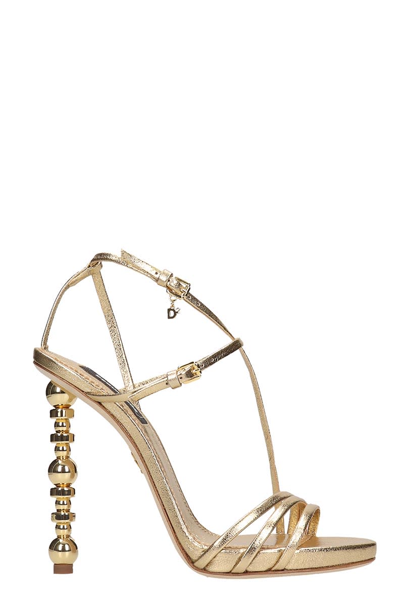 DSQUARED2 HEELED SANDALS IN GOLD LEATHER,11243572