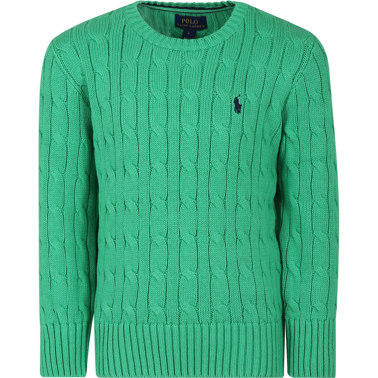 Ralph Lauren Kids' Green Sweater For Boy With Embroidery