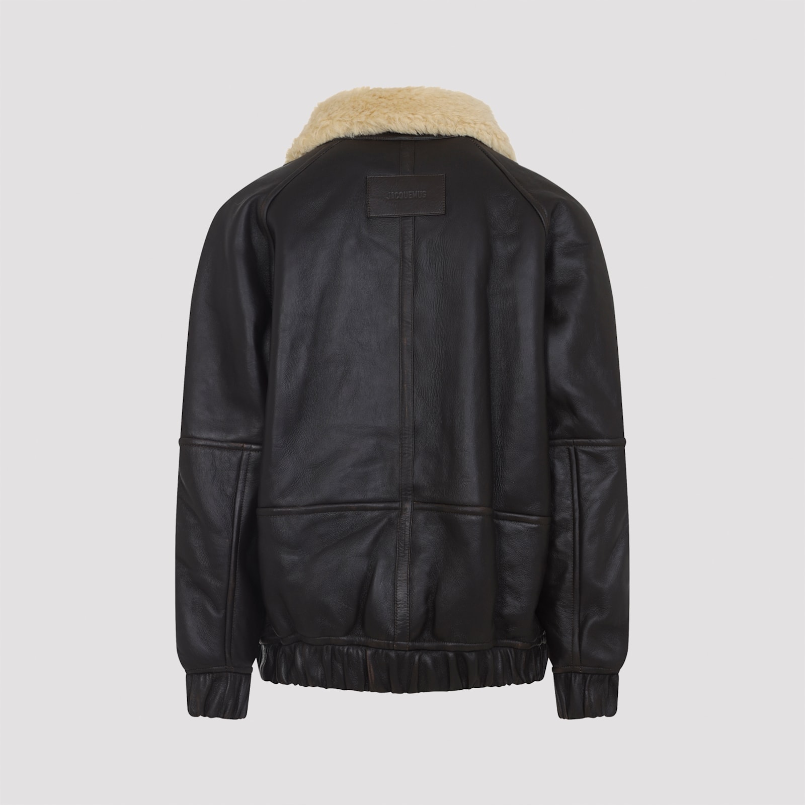 Jacquemus Bomber Jacket With Shearling Collar And Pockets In Black