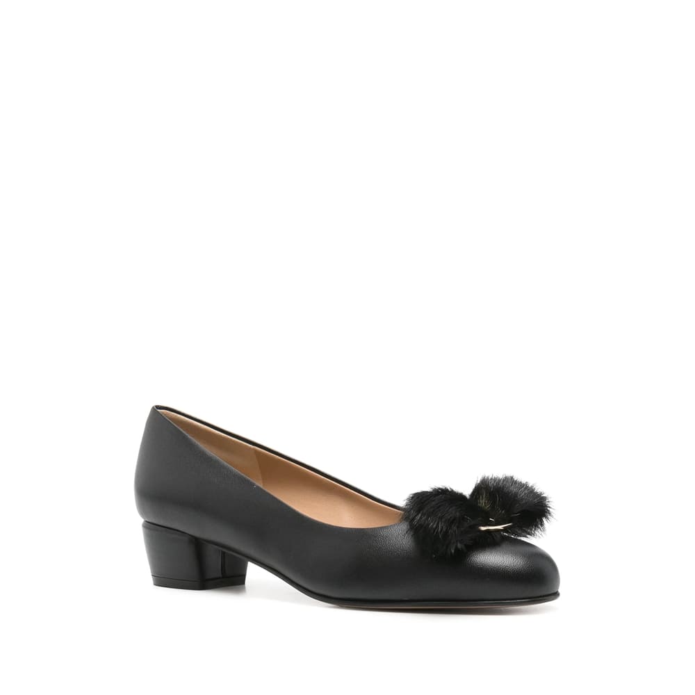 Ferragamo 30mm Leather Ballet Flats In Black