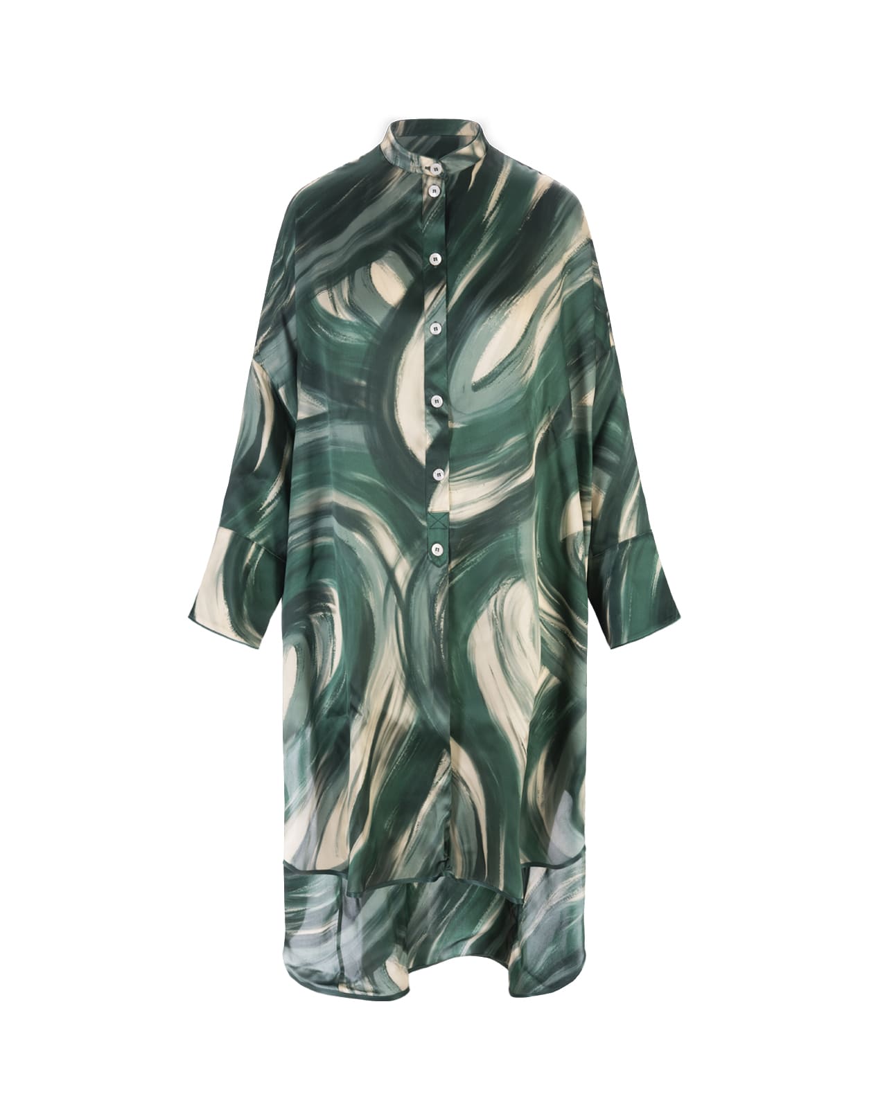 F.R.S FOR RESTLESS SLEEPERS MIDI SILK DRESS WITH GREEN PRINT