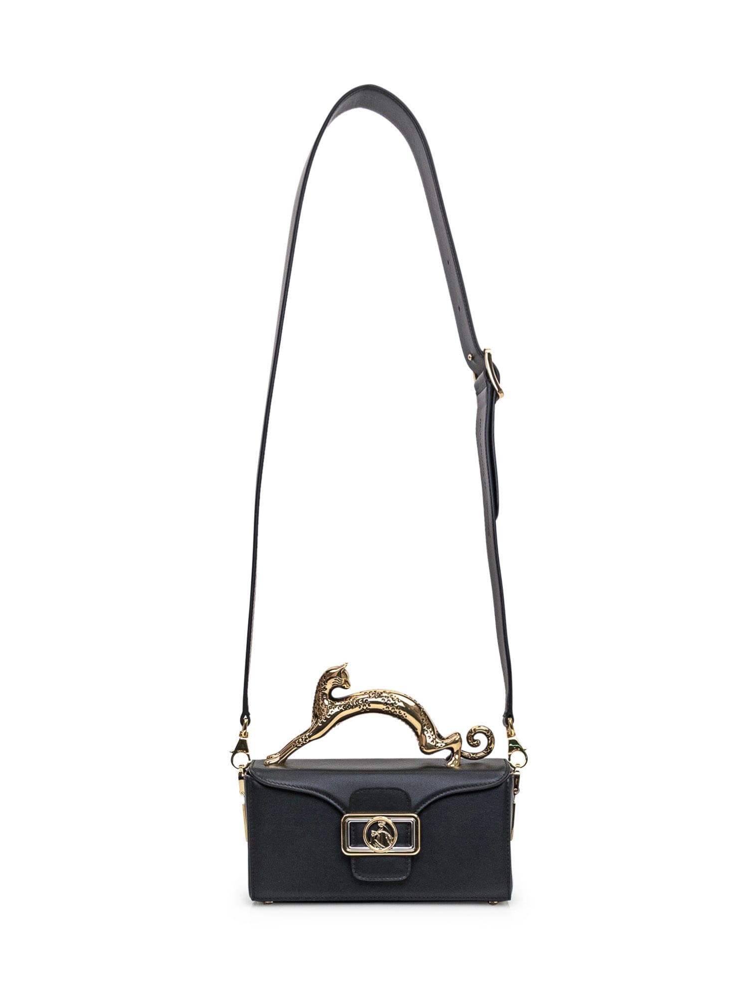 Shop Lanvin Pencil Cat Nano Bag In Black