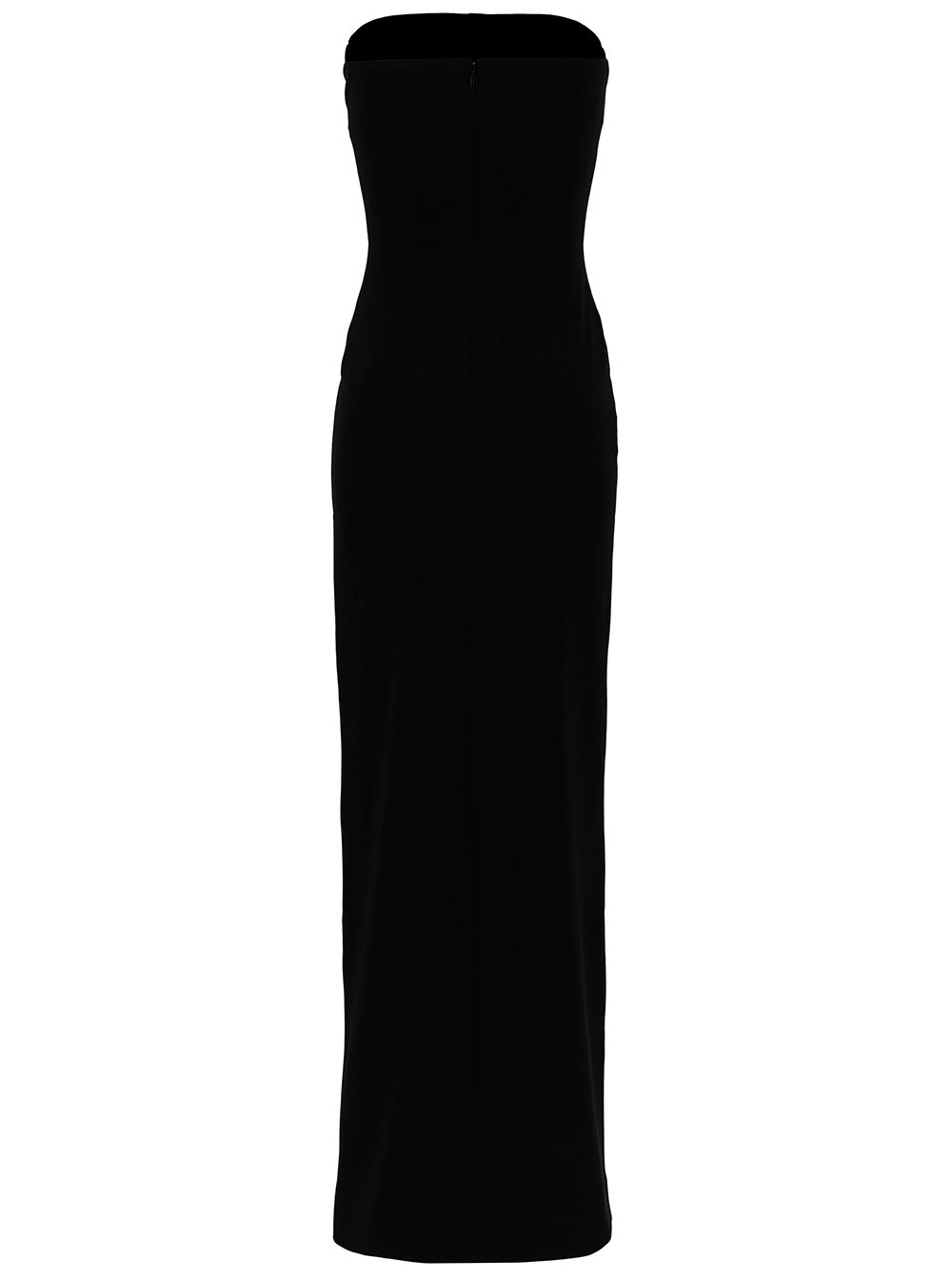 Shop Solace London Bysha Long Black Dress With Front Split In Stretch Fabric Woman