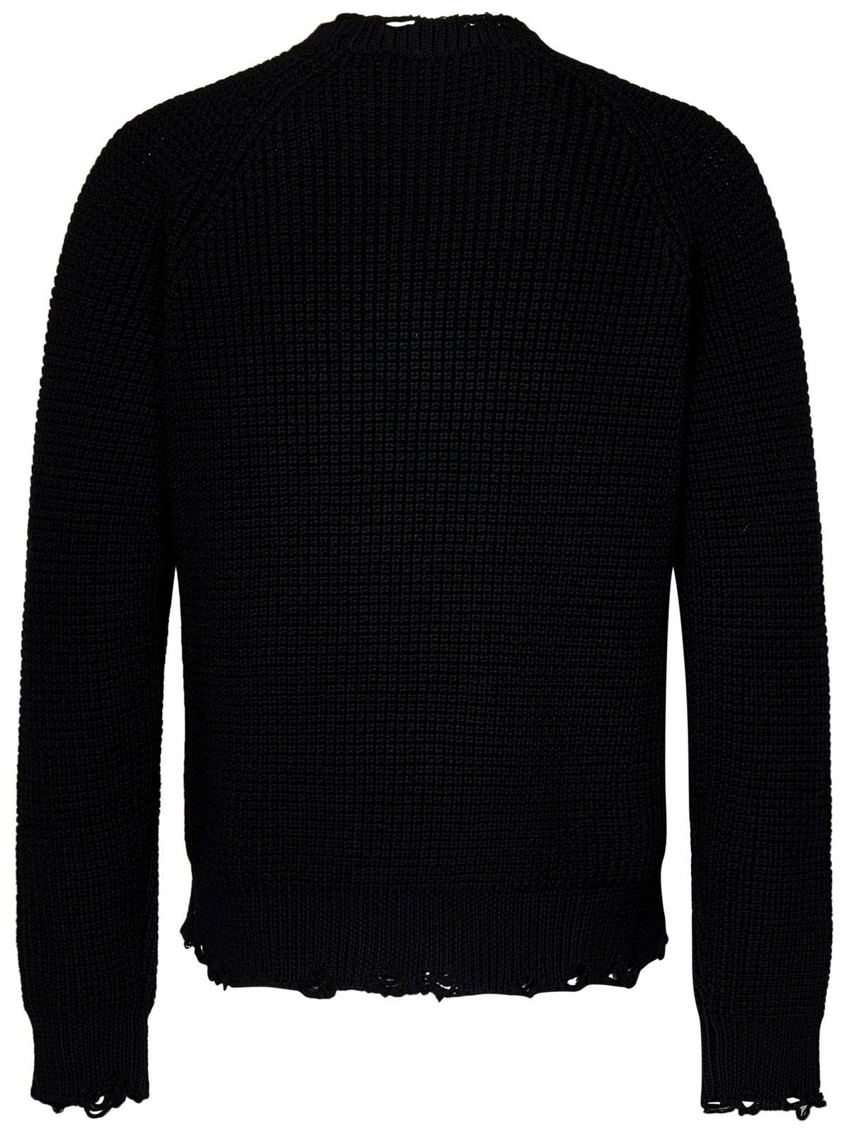 Shop Dsquared2 Distressed Knitted Jumper In Black