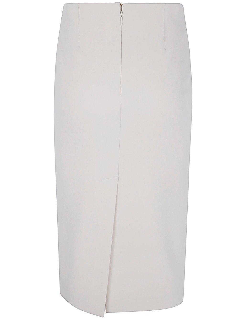 Shop Blugirl Logo Plaque Rear Slit Midi Skirt In Cream