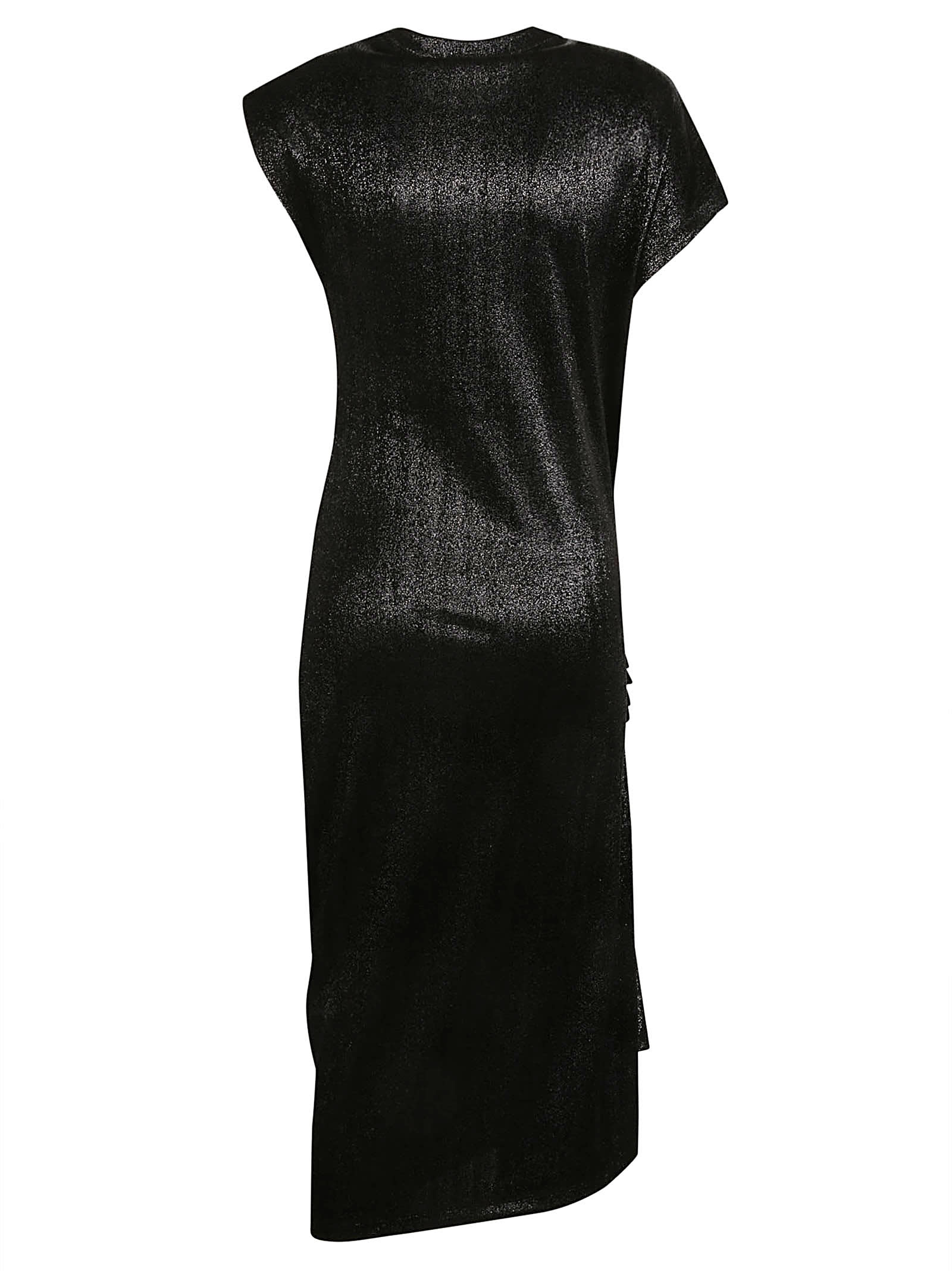 Shop Paco Rabanne Draped Midi Dress In Black