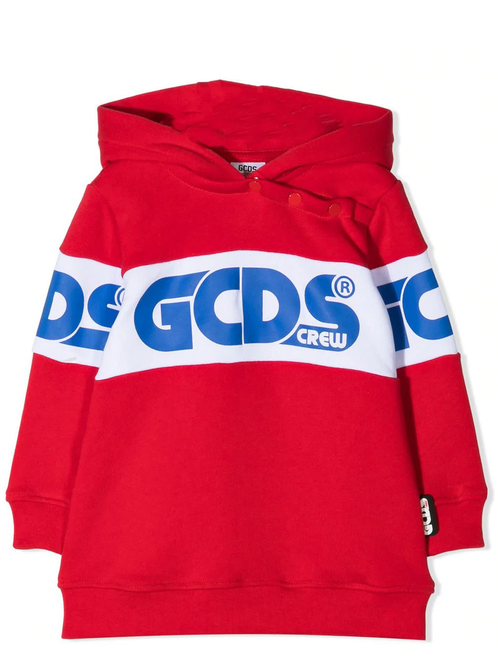 GCDS Red Cotton Hoodie Dress