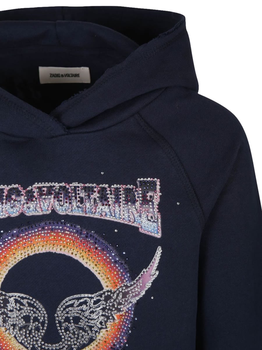Zadig & Voltaire Blue Hooded Sweatshirt For Girl In Blue