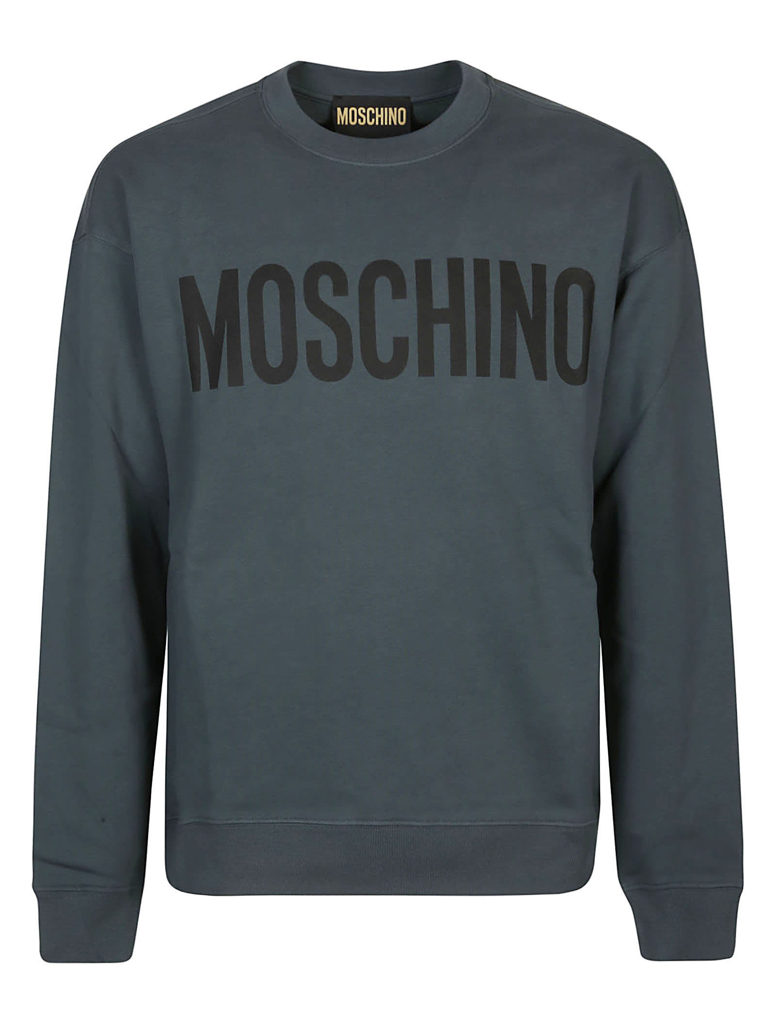 Shop Moschino Printed Logo Sweatshirt In Verde Fantasia