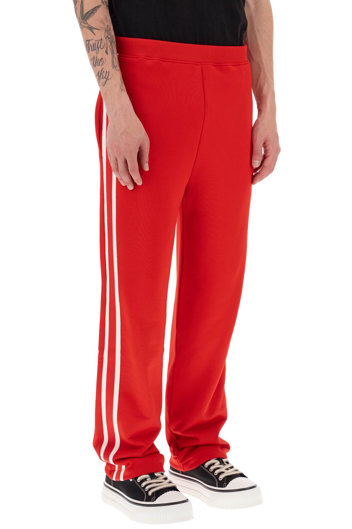 Shop Ami Alexandre Mattiussi Track Pants With Side Bands In Scarlet Red (red)