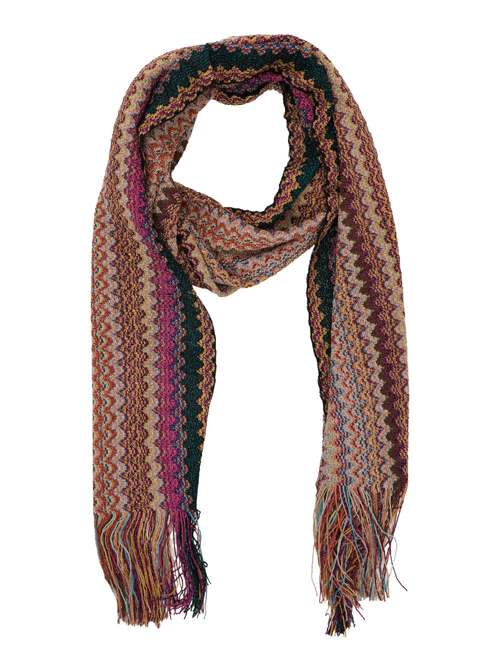 Missoni Zigzag-pattern Fringed Scarf In Multi