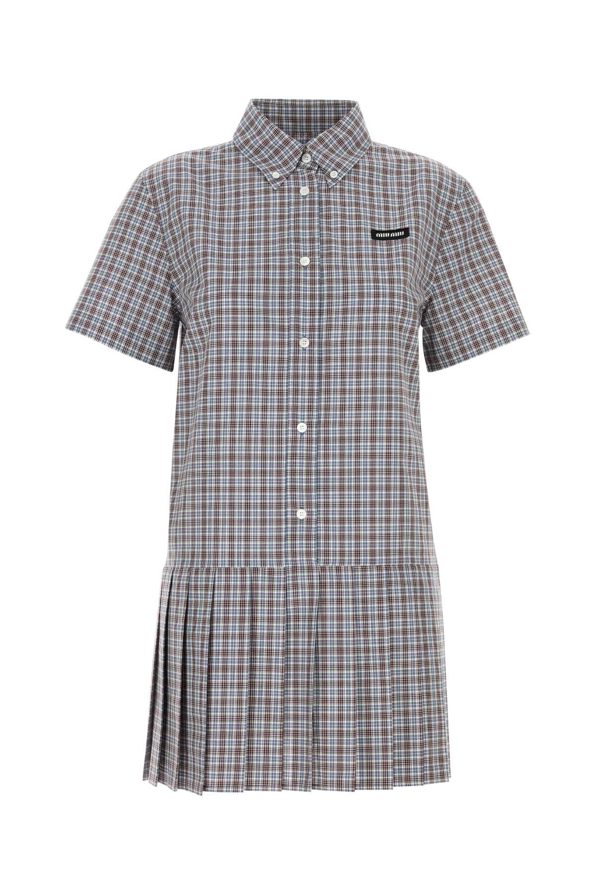 Embroidered Cotton Mini Shirt Dress