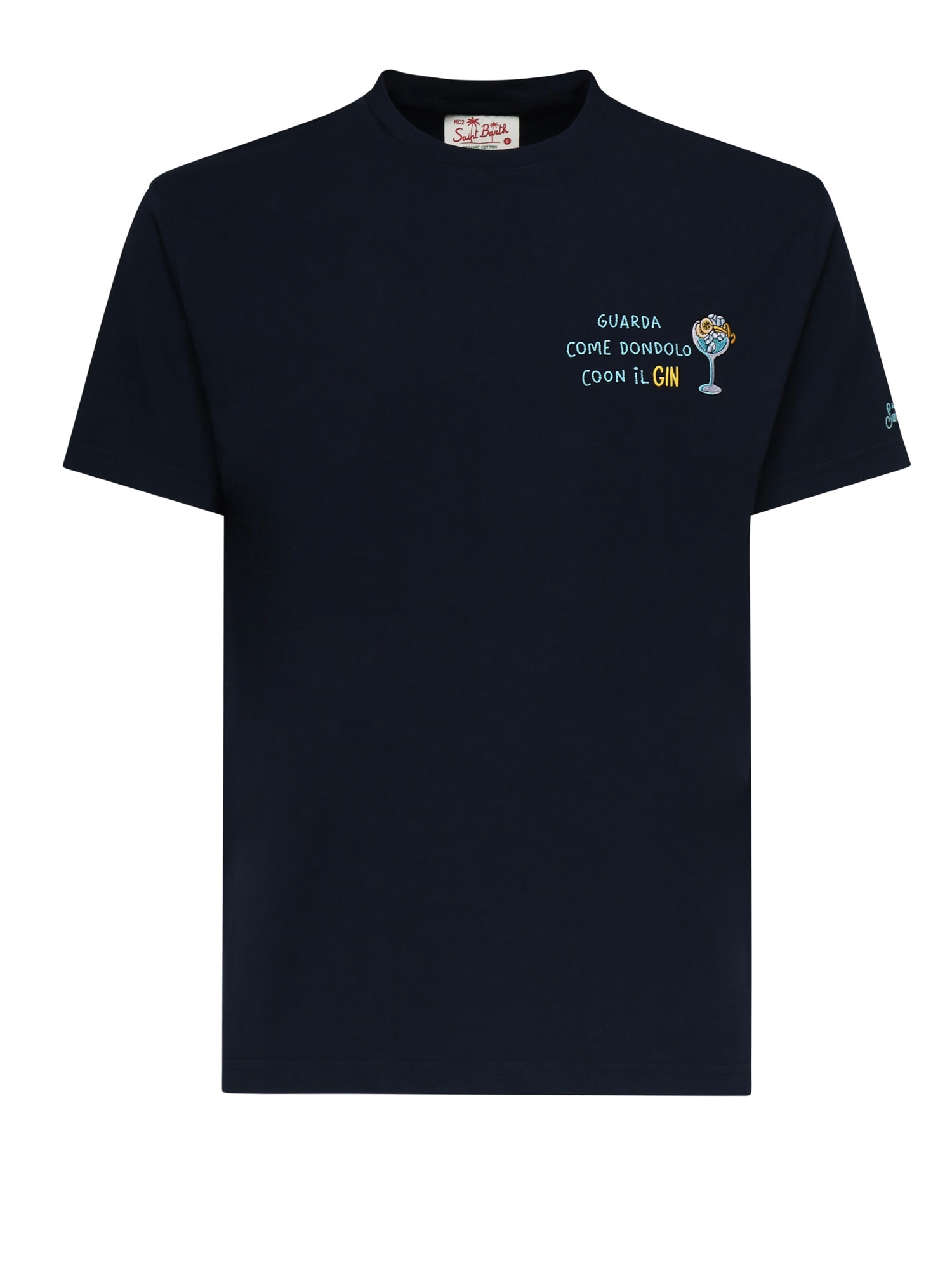 Mc2 Saint Barth Portofino T-shirt With Embroidery In Black