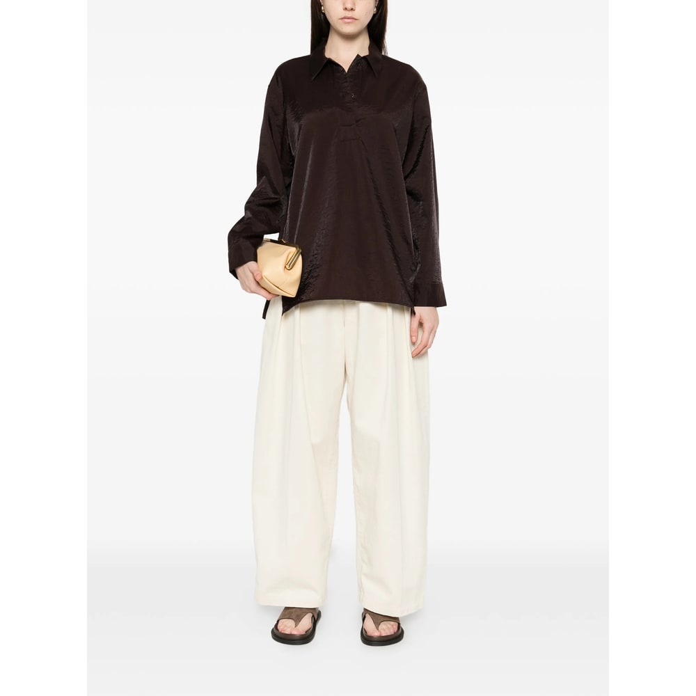 Studio Nicholson Polo-collar Shirt In Brown