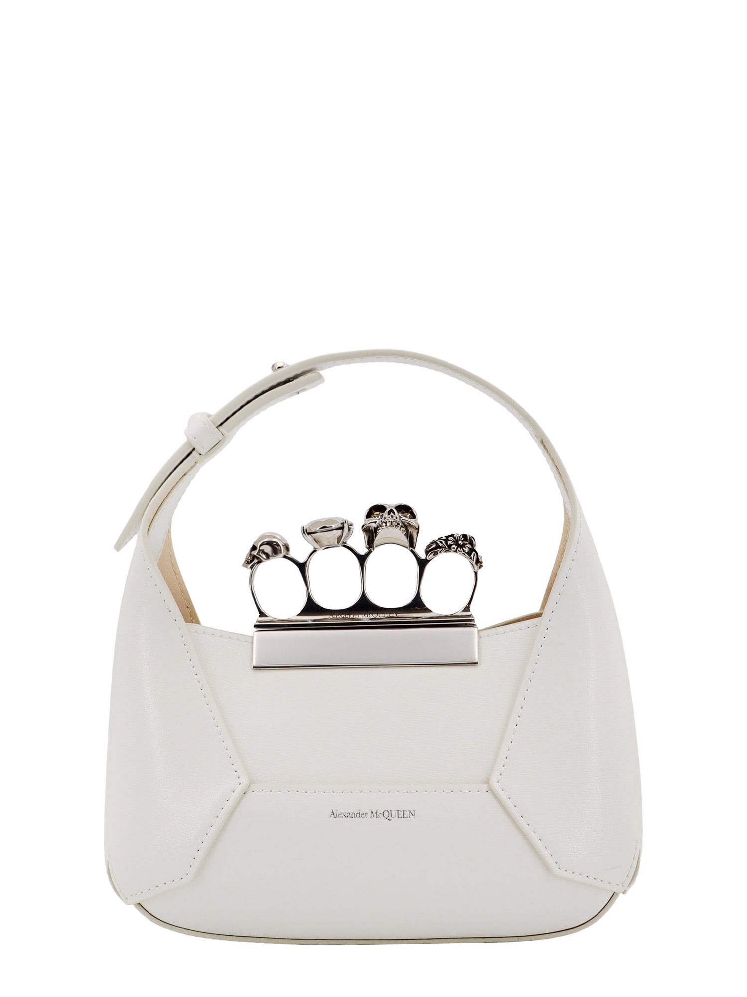 Shop Alexander Mcqueen Jewelled Handbag In Soft Ivory