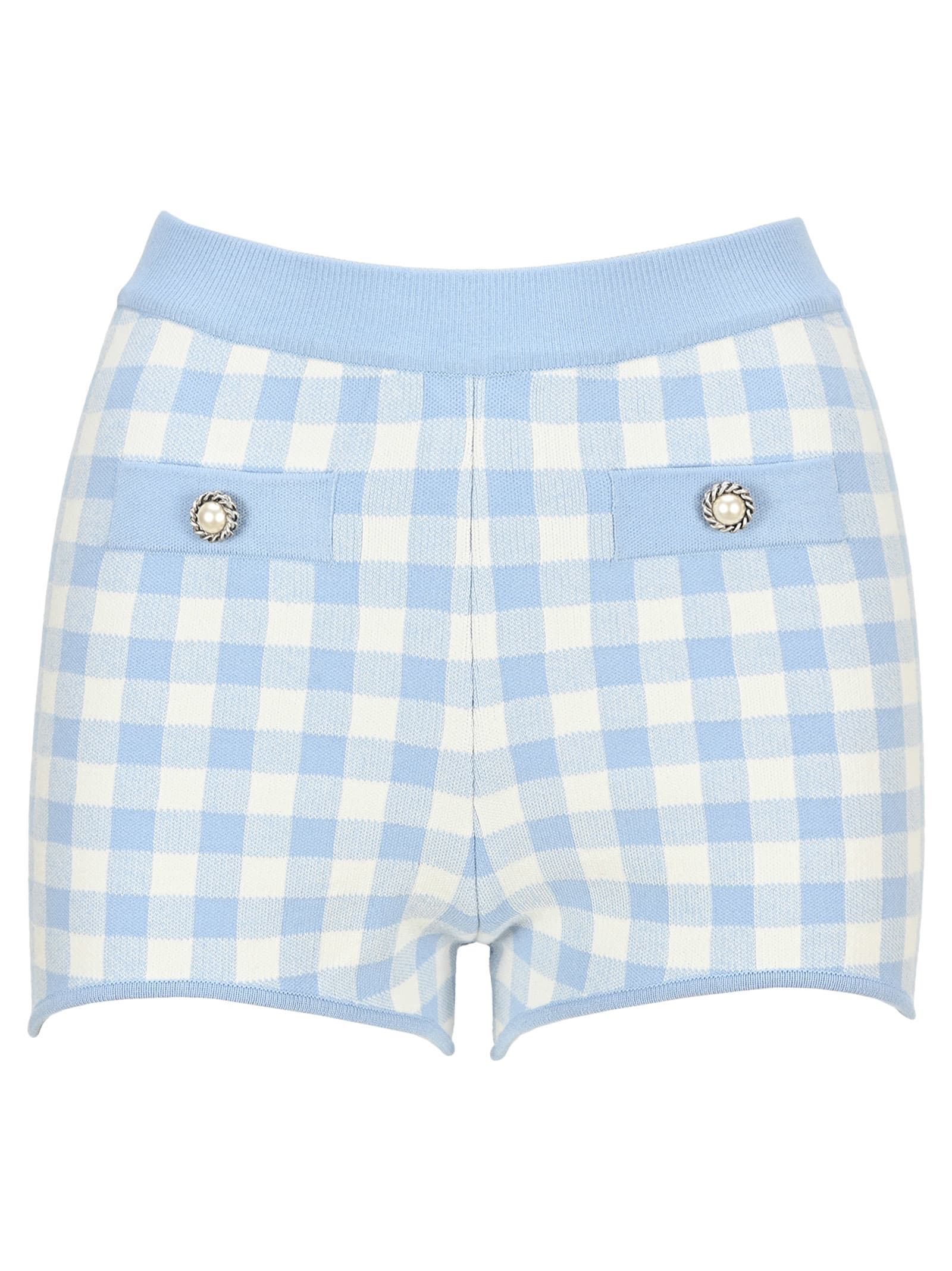 ALESSANDRA RICH GINGHAM COTTON KNITTED HOT PANTS,FAB2438K321427157
