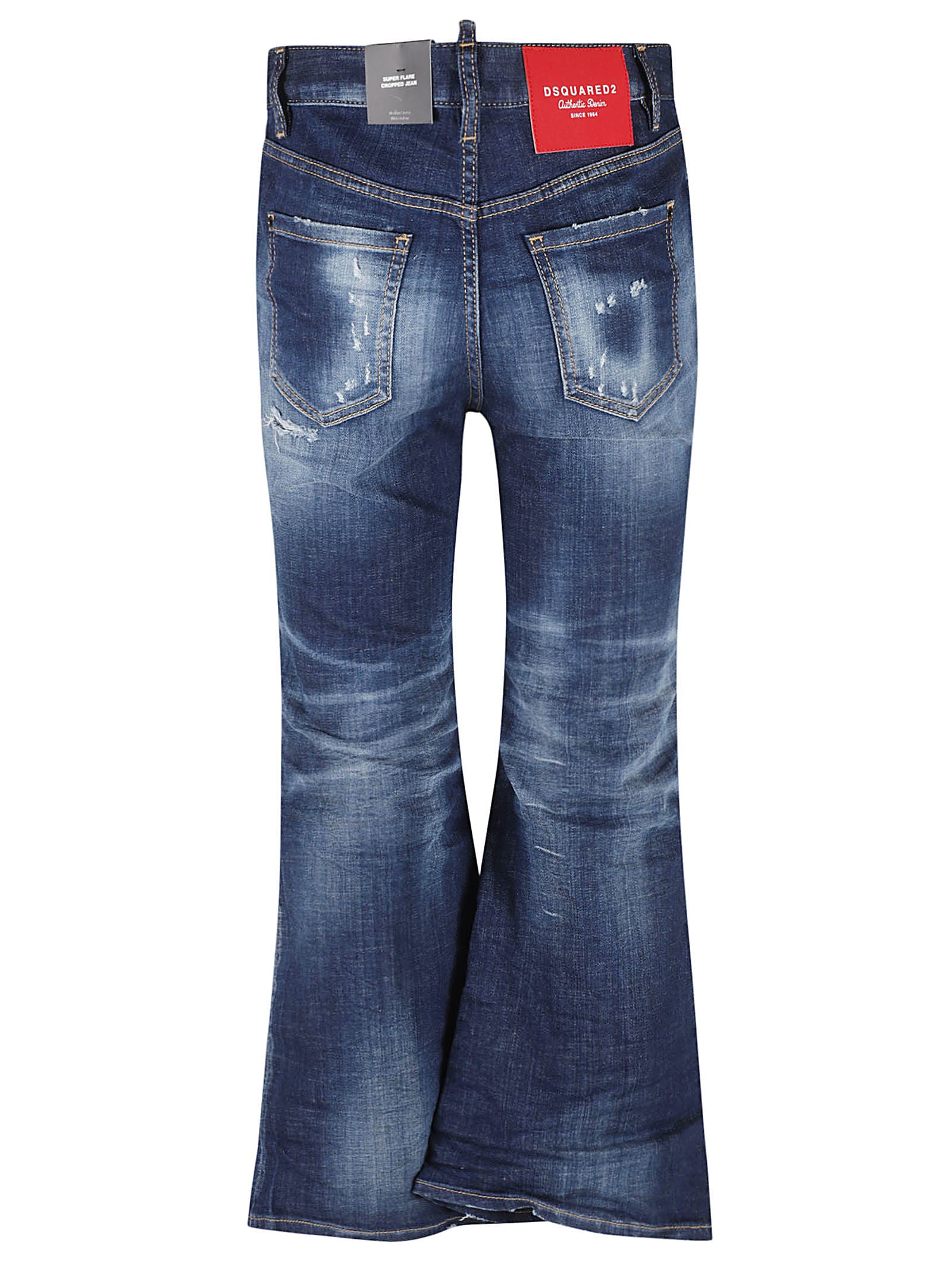 Shop Dsquared2 Super Flare Cropped Jeans In Denim
