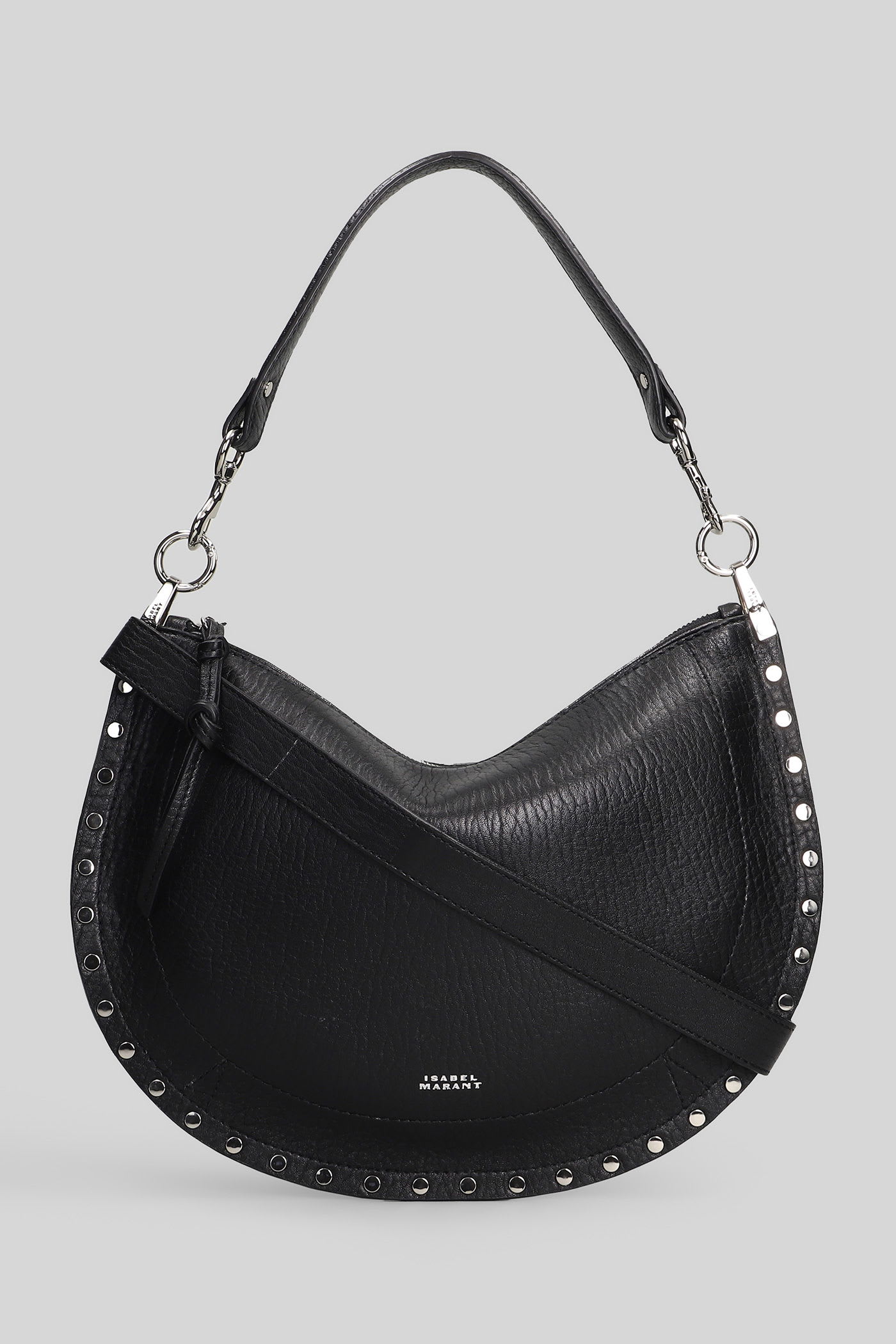 Isabel Marant Oskan Soft Zip Shoulder Bag In Black Leather In Black