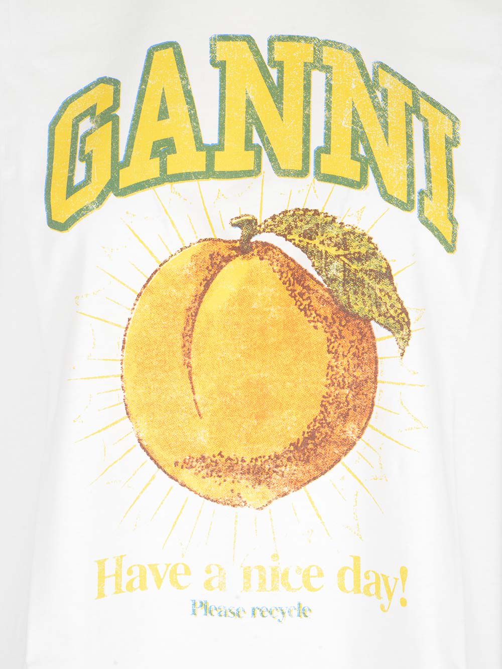 Shop Ganni Peach T-shirt In White