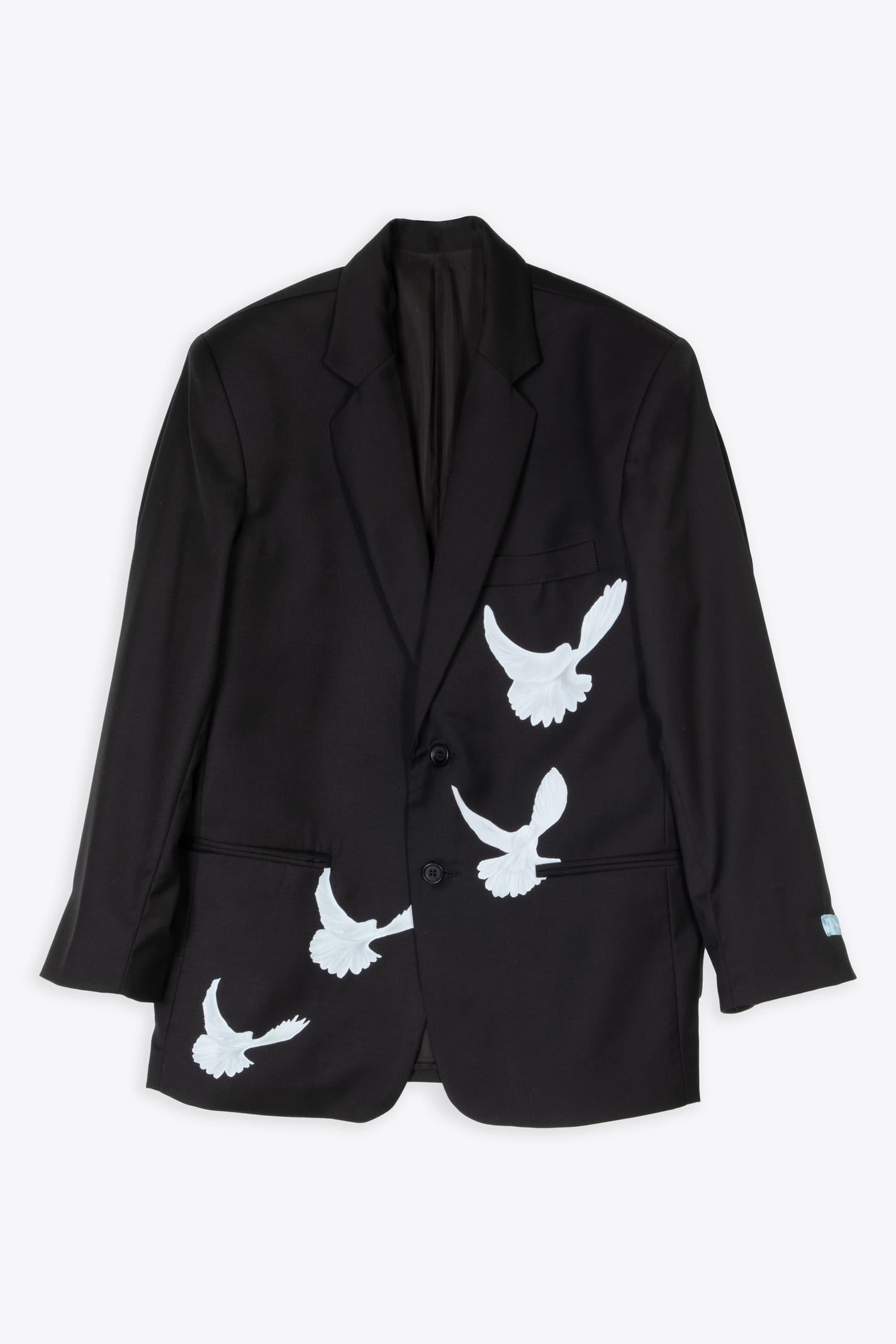 3.paradis Wool Blazer Singing Doves Black Wool Tailored Blazer With