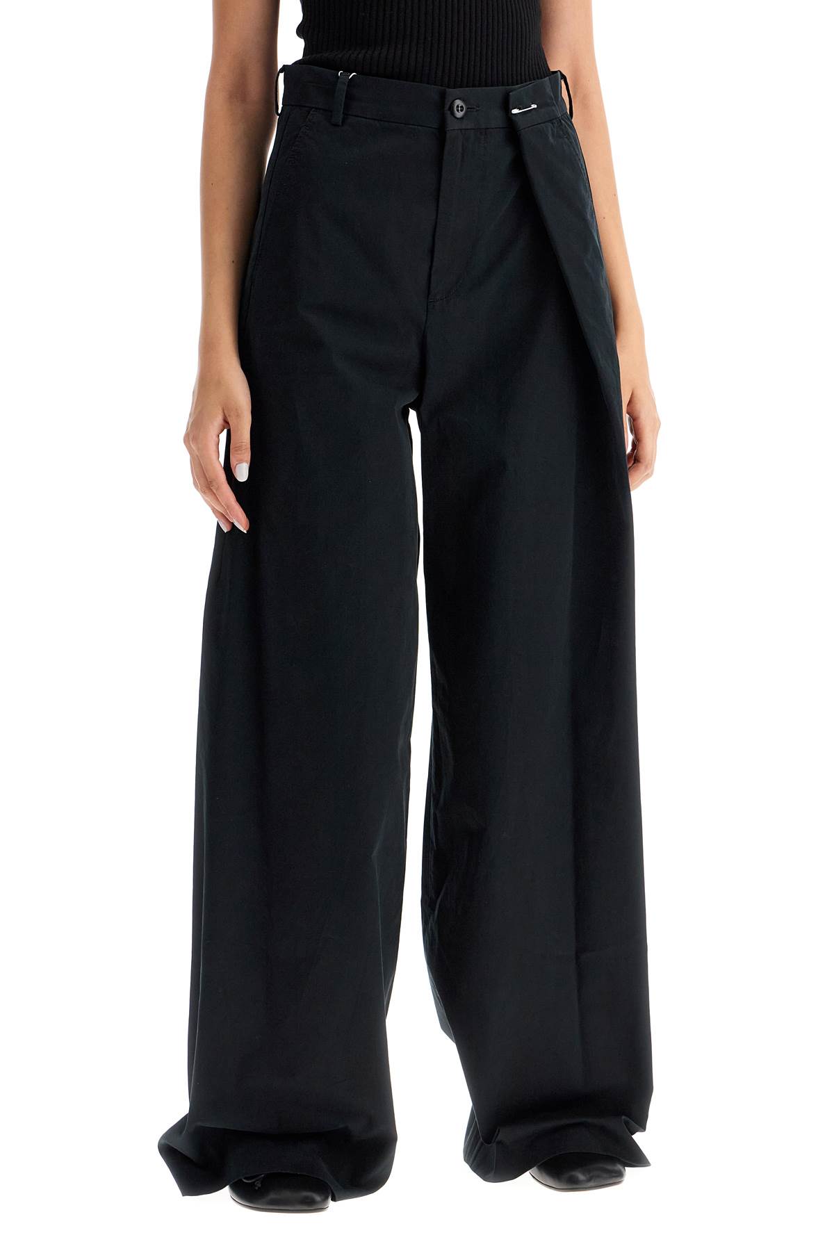 Shop Mm6 Maison Margiela Wide-legged Pants With Pleats In Black (black)